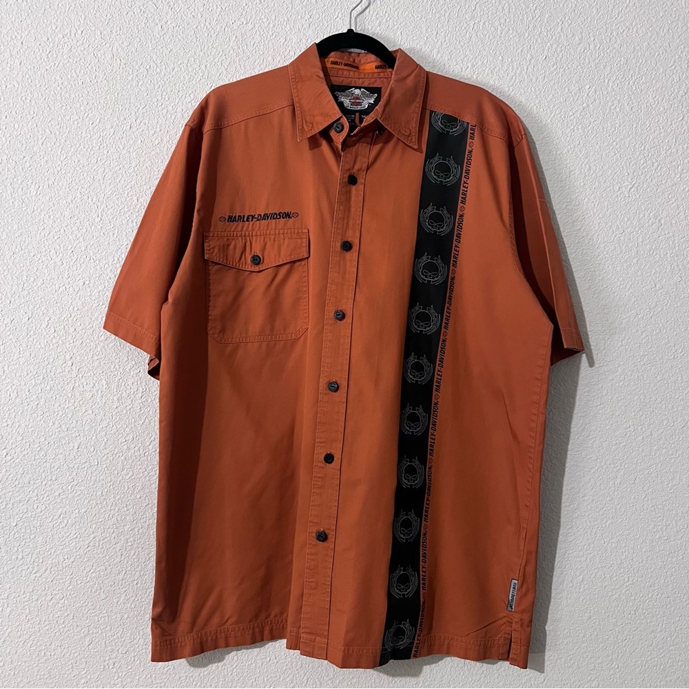 Men’s Harley Davidson Button Down Collar Short Sleeve Shirt Size Large T…